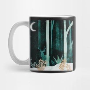 Deer under the Moonlight, Negative Painting of the Forest in the moonlight. Mug